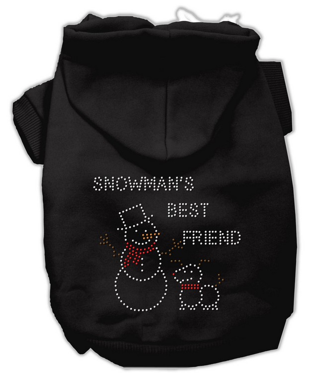 Snowman's Best Friend Rhinestone Hoodie Black M